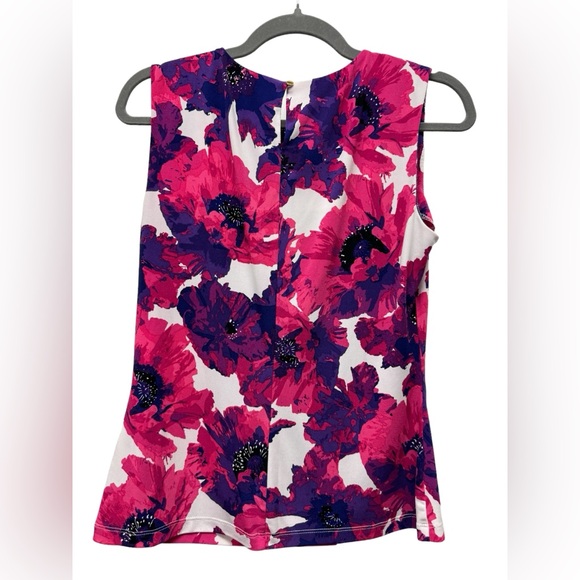 Calvin Klein sleeveless blouse top, floral, pink purple, women's small - Picture 2 of 6